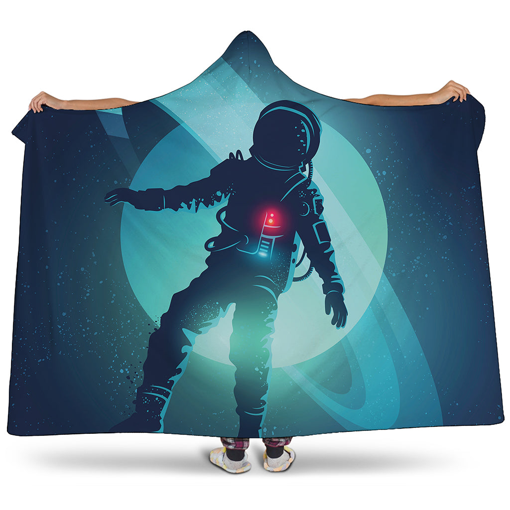 Astronaut Floating Through Space Print Hooded Blanket