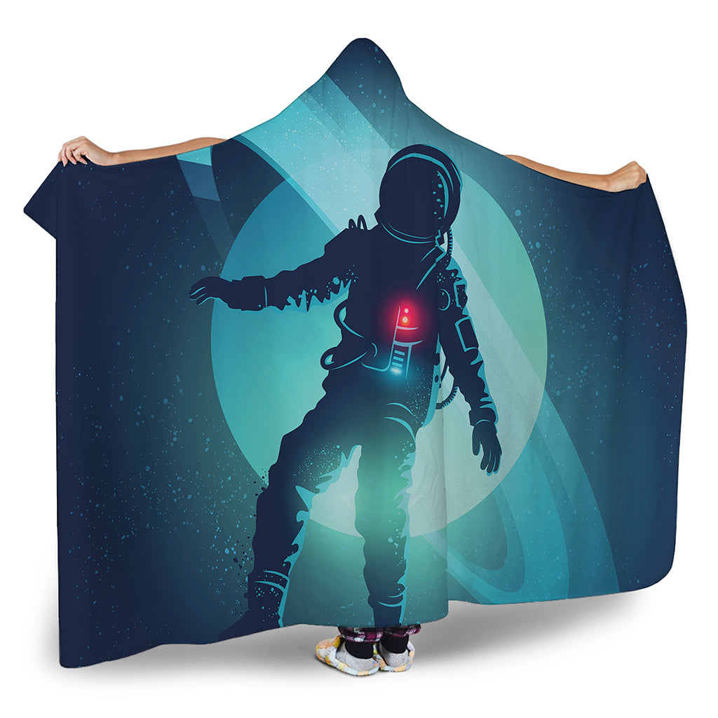 Astronaut Floating Through Space Print Hooded Blanket