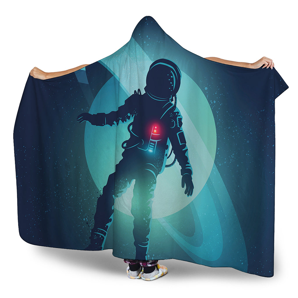 Astronaut Floating Through Space Print Hooded Blanket