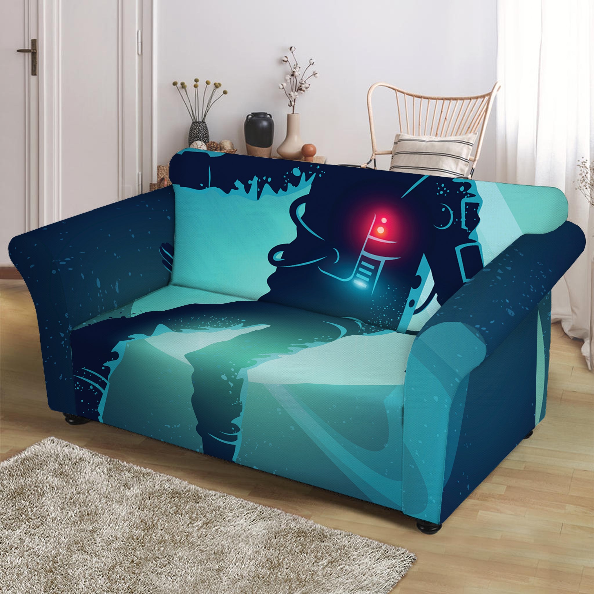 Astronaut Floating Through Space Print Loveseat Slipcover