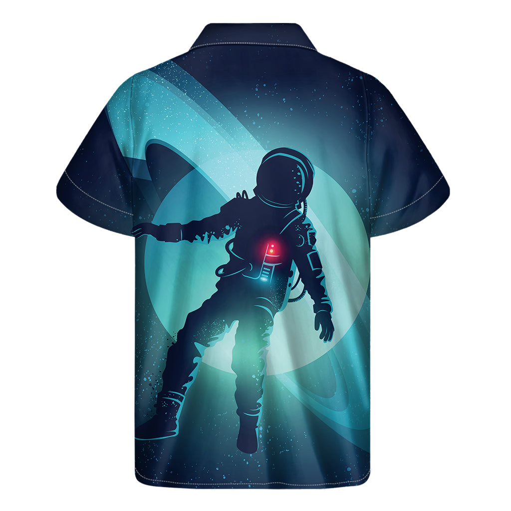 Astronaut Floating Through Space Print Men's Short Sleeve Shirt