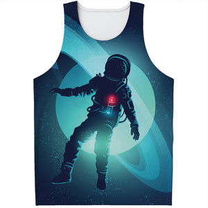 Astronaut Floating Through Space Print Men's Tank Top