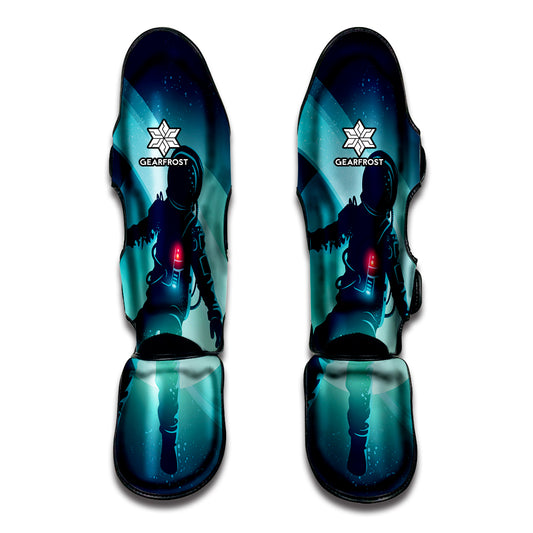 Astronaut Floating Through Space Print Muay Thai Shin Guard