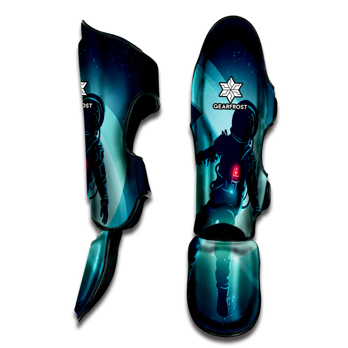 Astronaut Floating Through Space Print Muay Thai Shin Guard