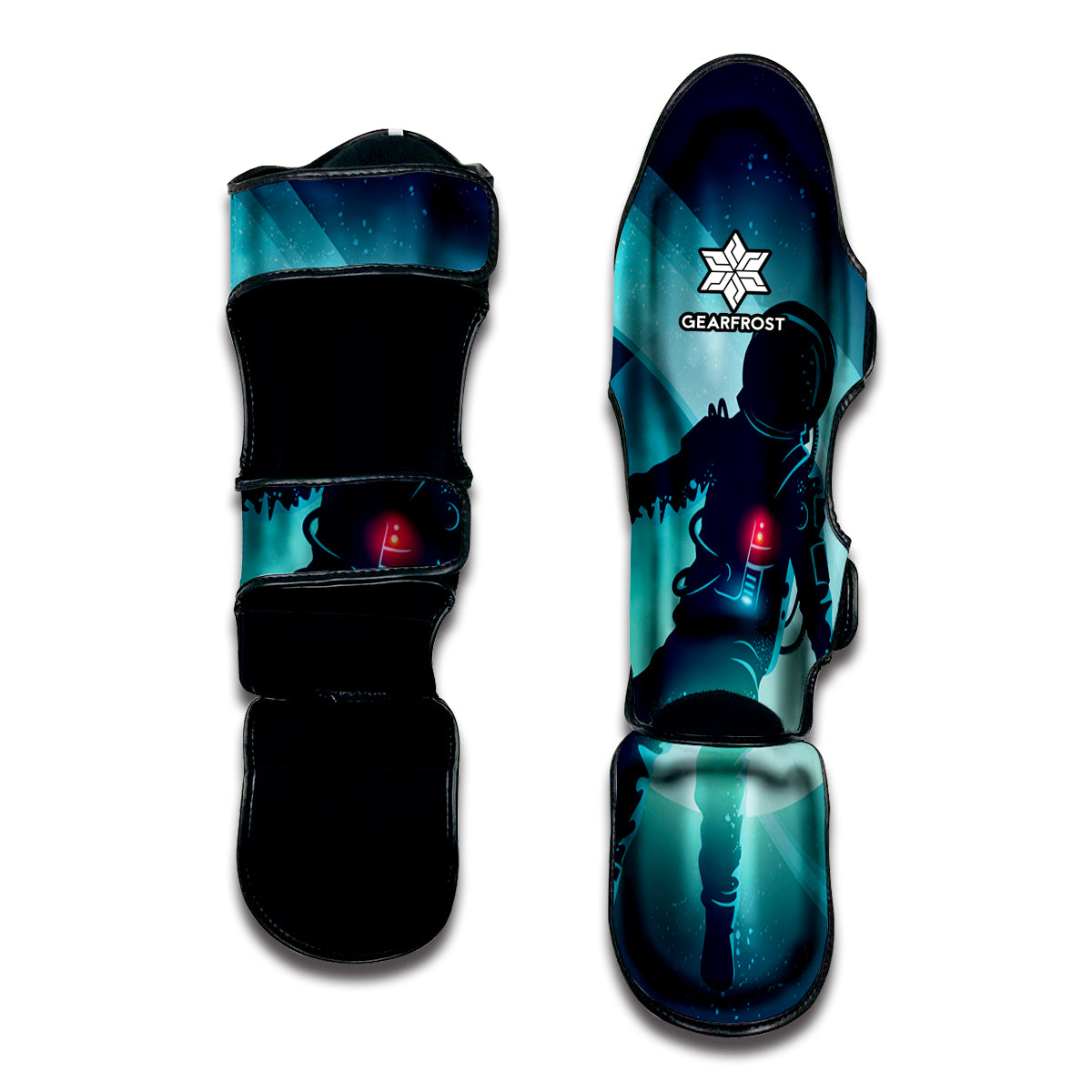 Astronaut Floating Through Space Print Muay Thai Shin Guard