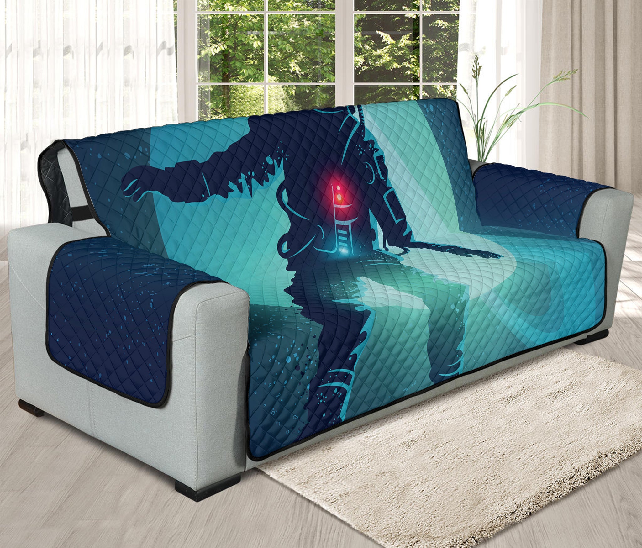 Astronaut Floating Through Space Print Oversized Sofa Protector