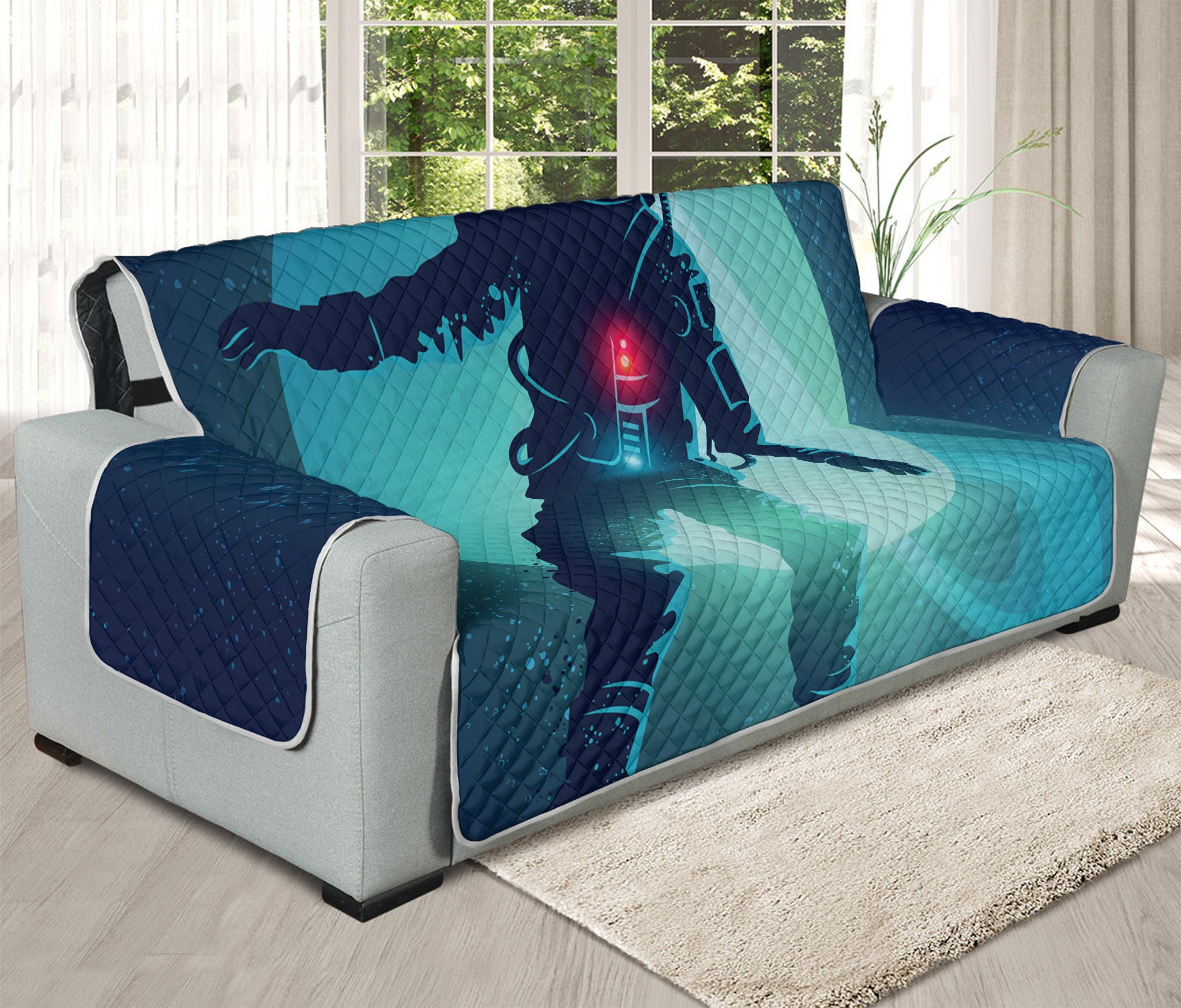 Astronaut Floating Through Space Print Oversized Sofa Protector