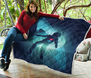 Astronaut Floating Through Space Print Quilt