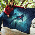 Astronaut Floating Through Space Print Quilt