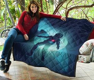 Astronaut Floating Through Space Print Quilt