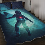 Astronaut Floating Through Space Print Quilt Bed Set