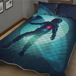 Astronaut Floating Through Space Print Quilt Bed Set