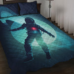 Astronaut Floating Through Space Print Quilt Bed Set