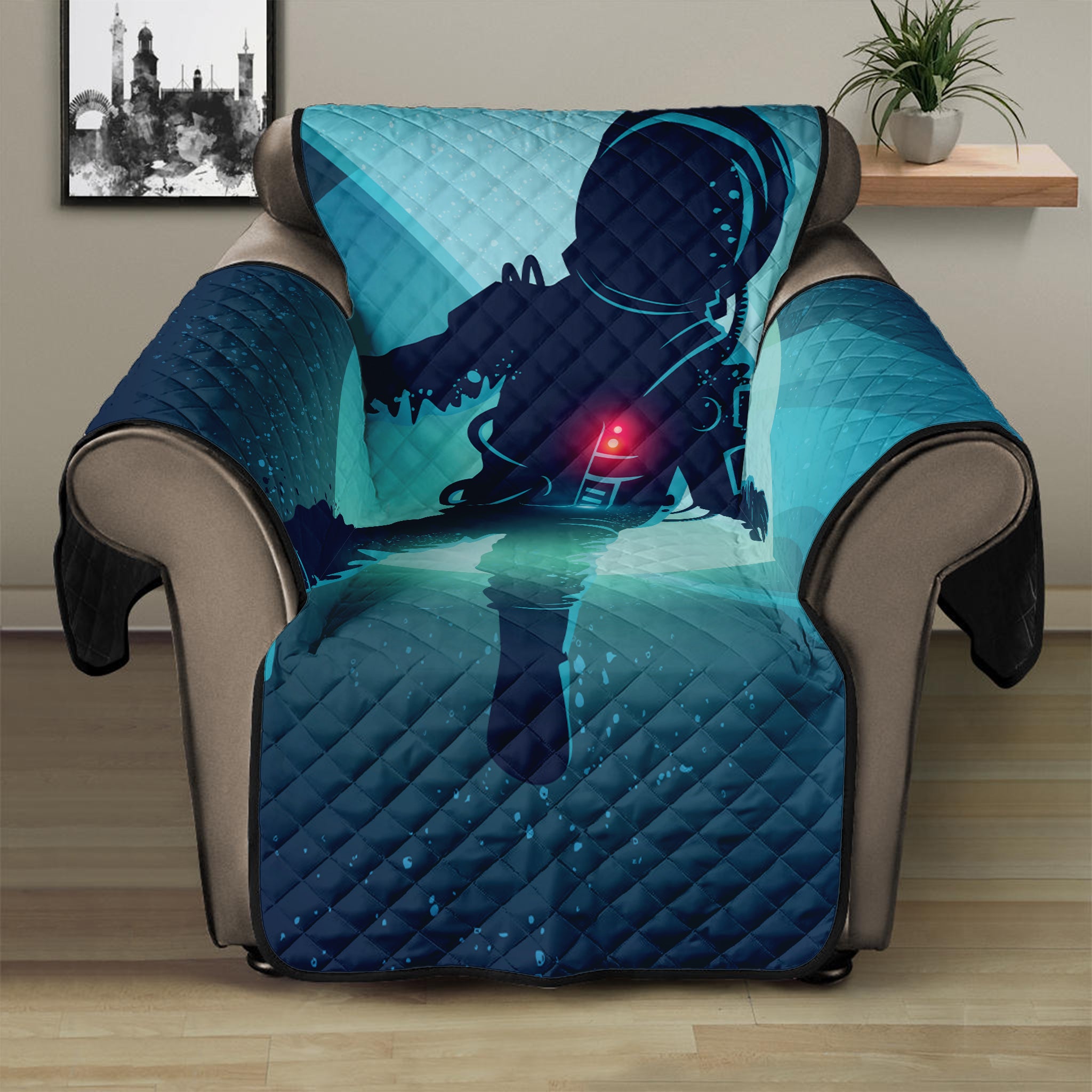 Astronaut Floating Through Space Print Recliner Protector