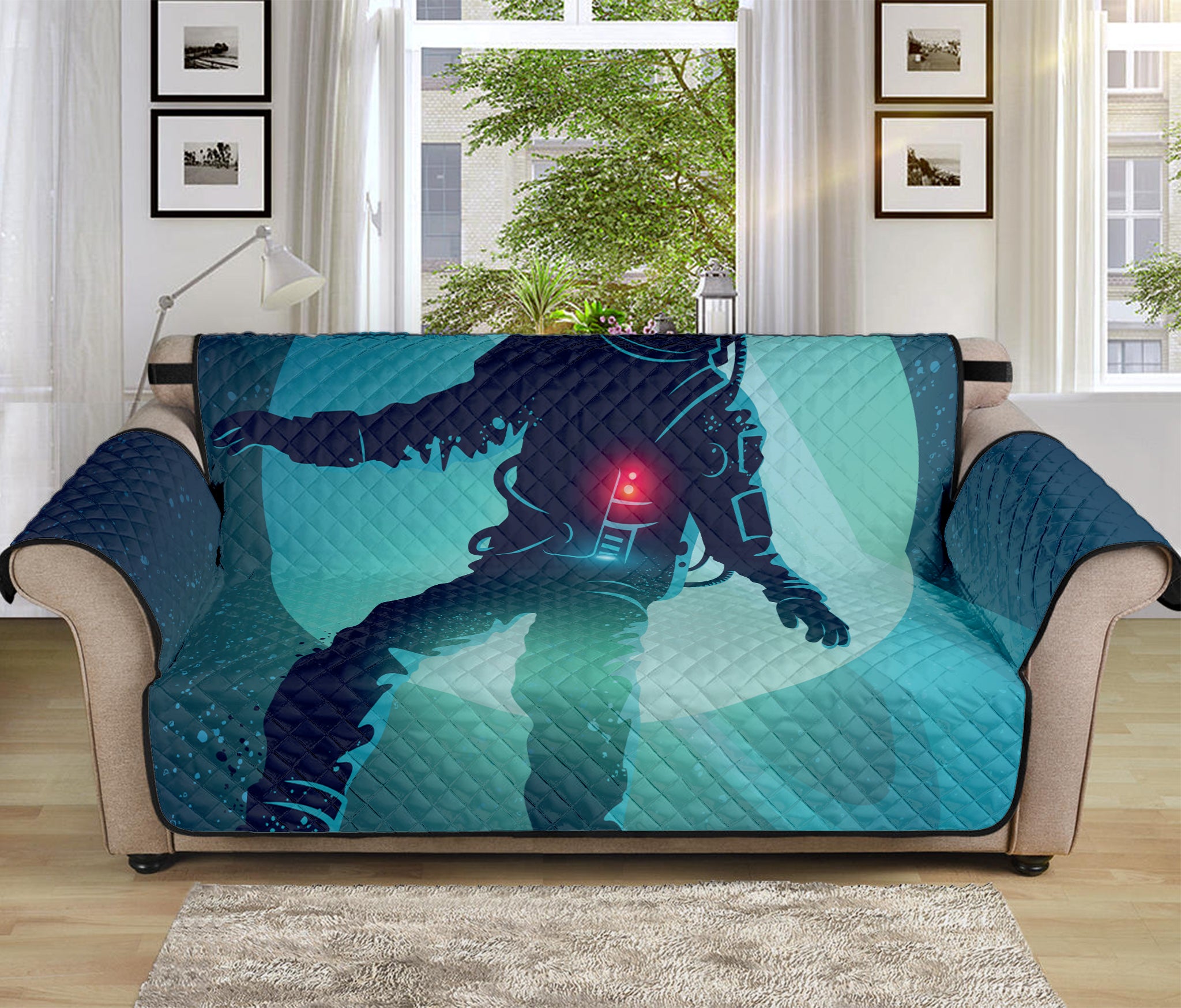 Astronaut Floating Through Space Print Sofa Protector