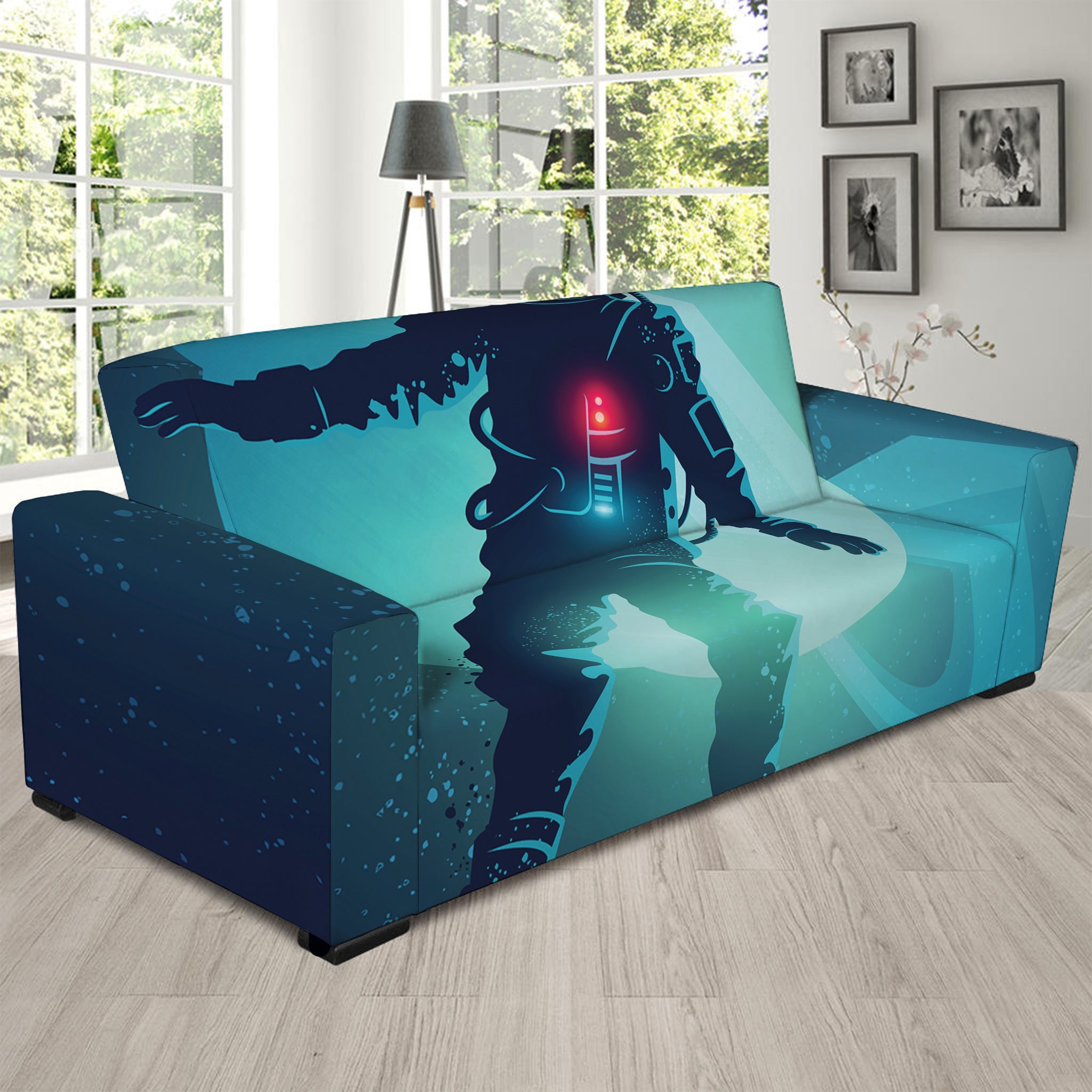 Astronaut Floating Through Space Print Sofa Slipcover