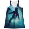 Astronaut Floating Through Space Print Women's Racerback Tank Top