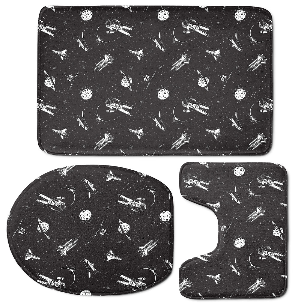 Astronaut In Space Pattern Print 3 Piece Bath Mat Set