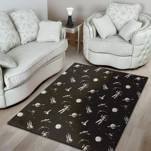 Astronaut In Space Pattern Print Area Rug