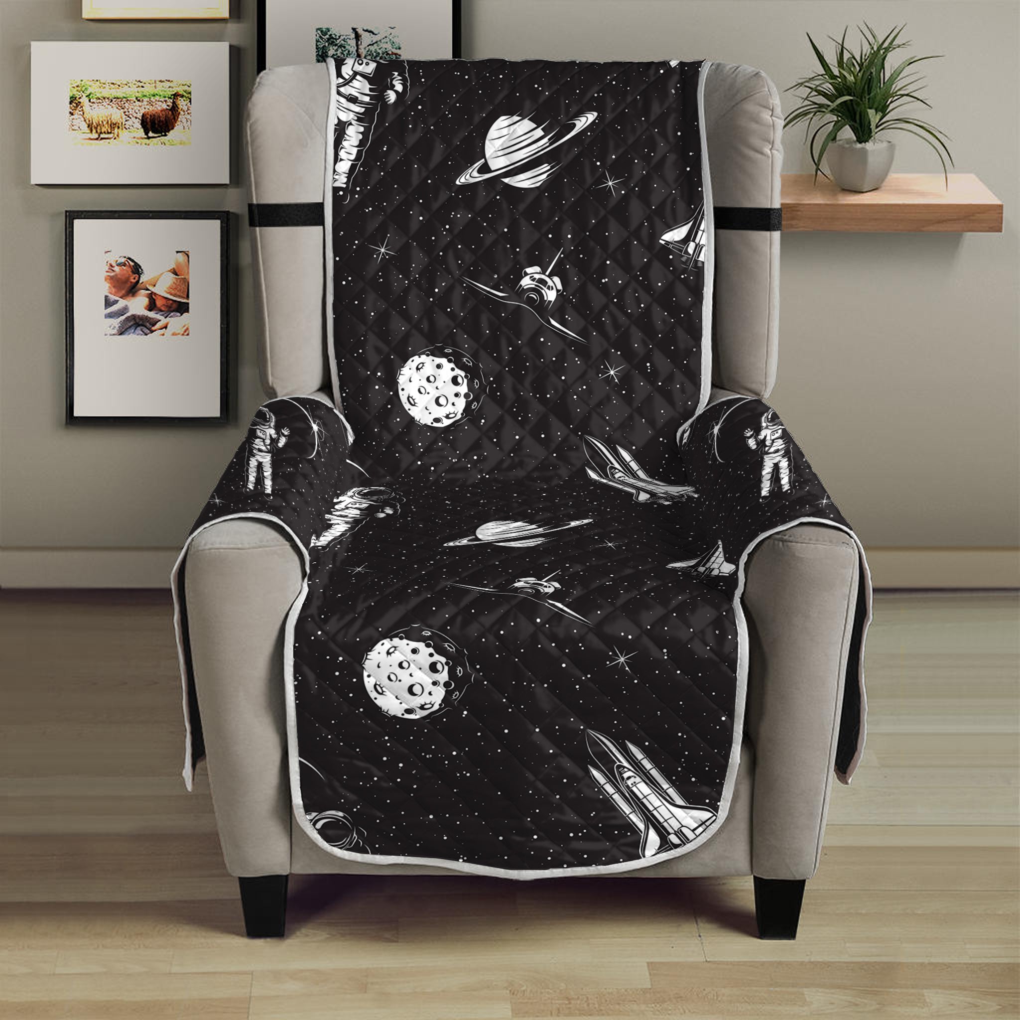 Astronaut In Space Pattern Print Armchair Protector