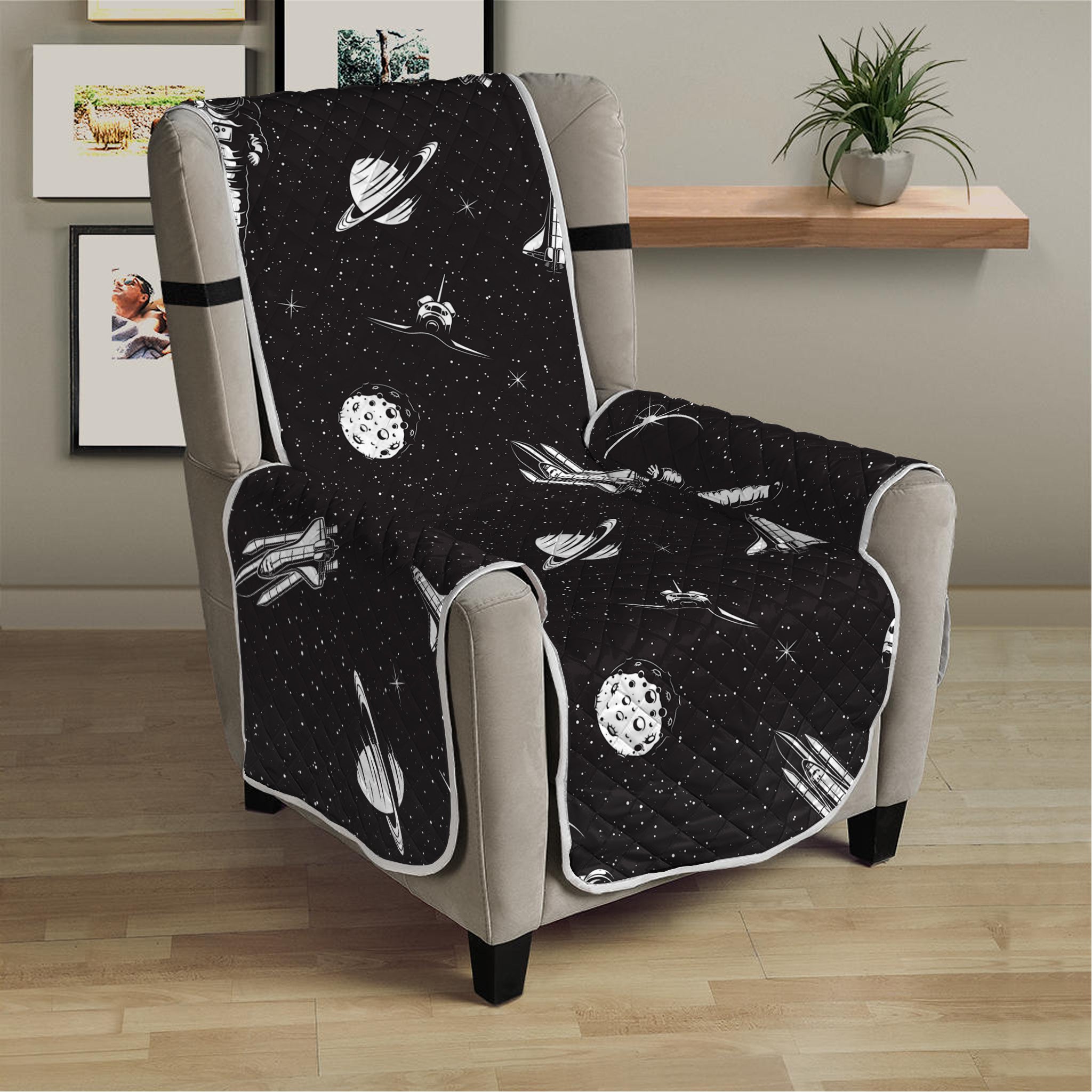 Astronaut In Space Pattern Print Armchair Protector