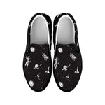 Astronaut In Space Pattern Print Black Slip On Shoes