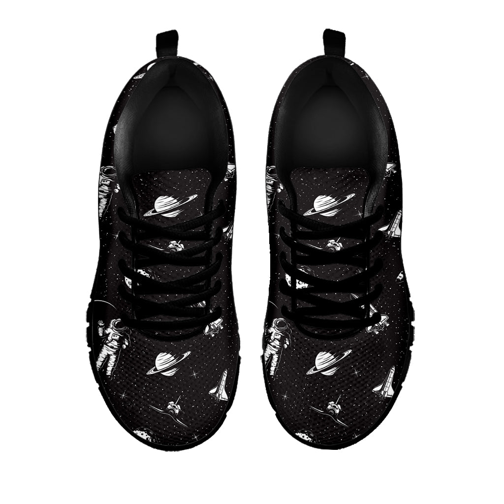 Astronaut In Space Pattern Print Black Sneakers