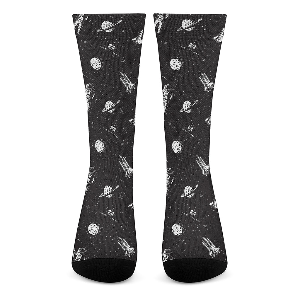 Astronaut In Space Pattern Print Crew Socks