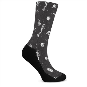 Astronaut In Space Pattern Print Crew Socks