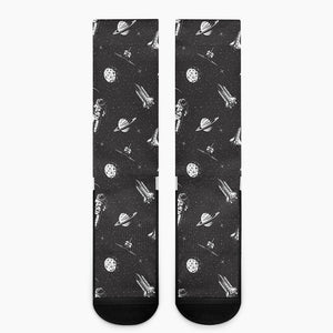 Astronaut In Space Pattern Print Crew Socks