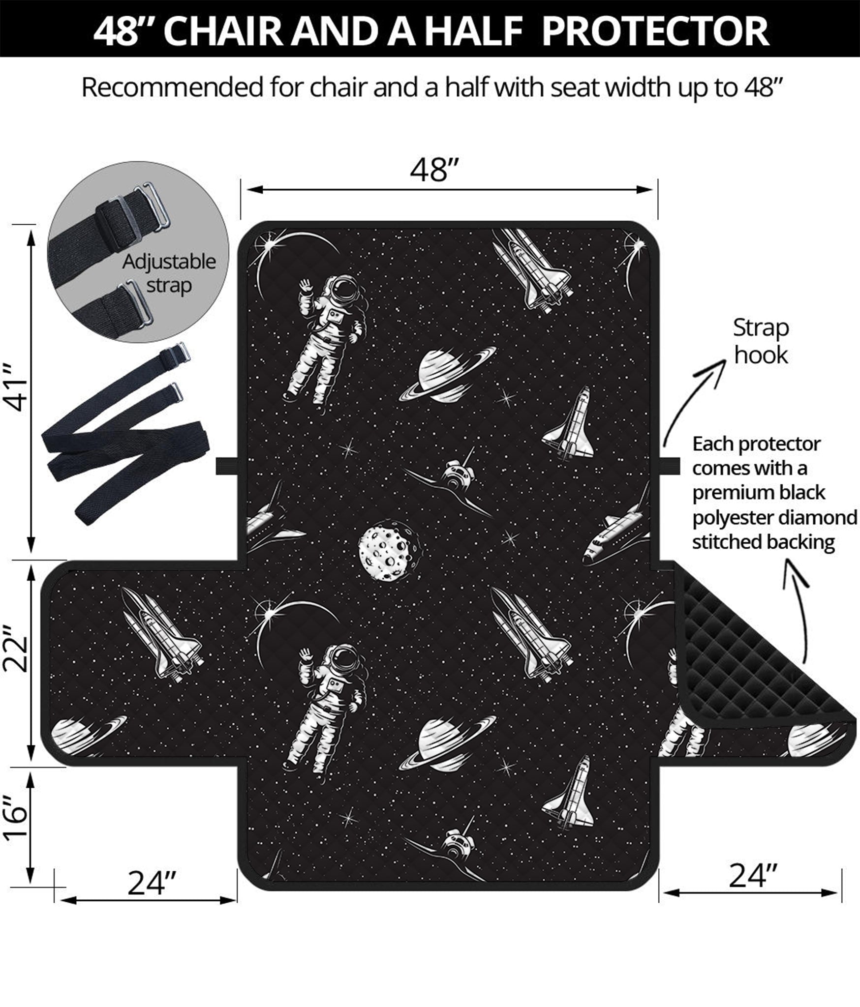 Astronaut In Space Pattern Print Half Sofa Protector