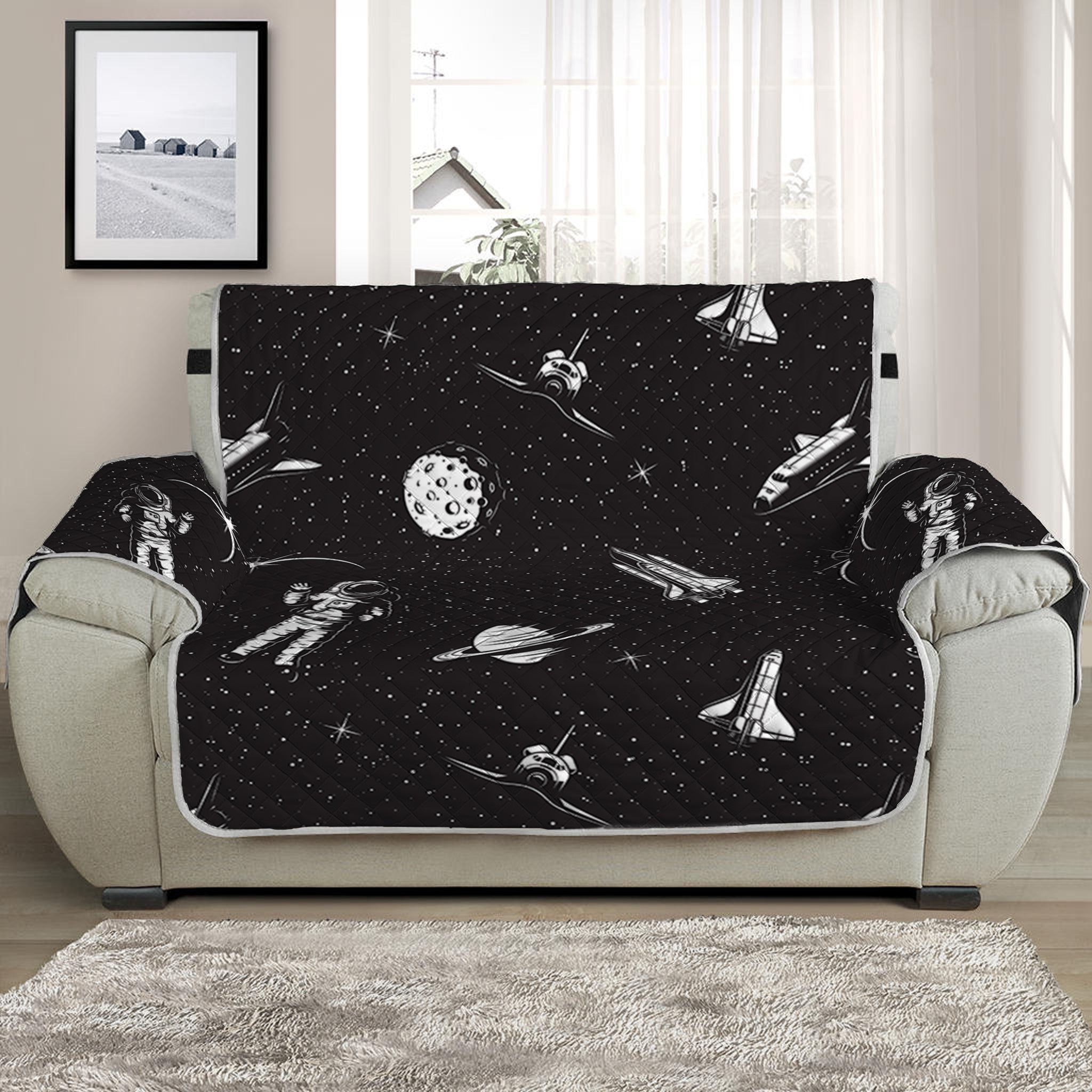 Astronaut In Space Pattern Print Half Sofa Protector