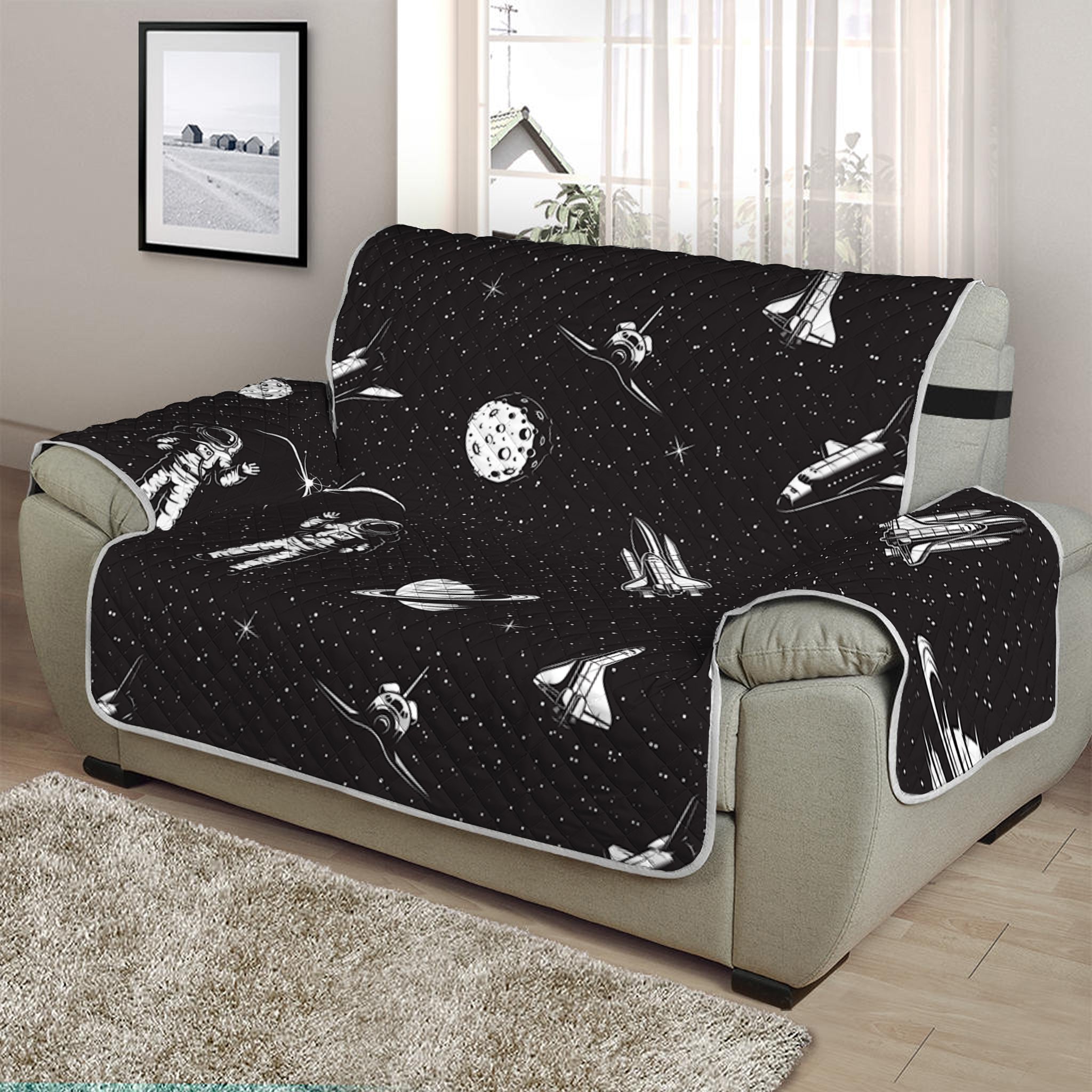 Astronaut In Space Pattern Print Half Sofa Protector