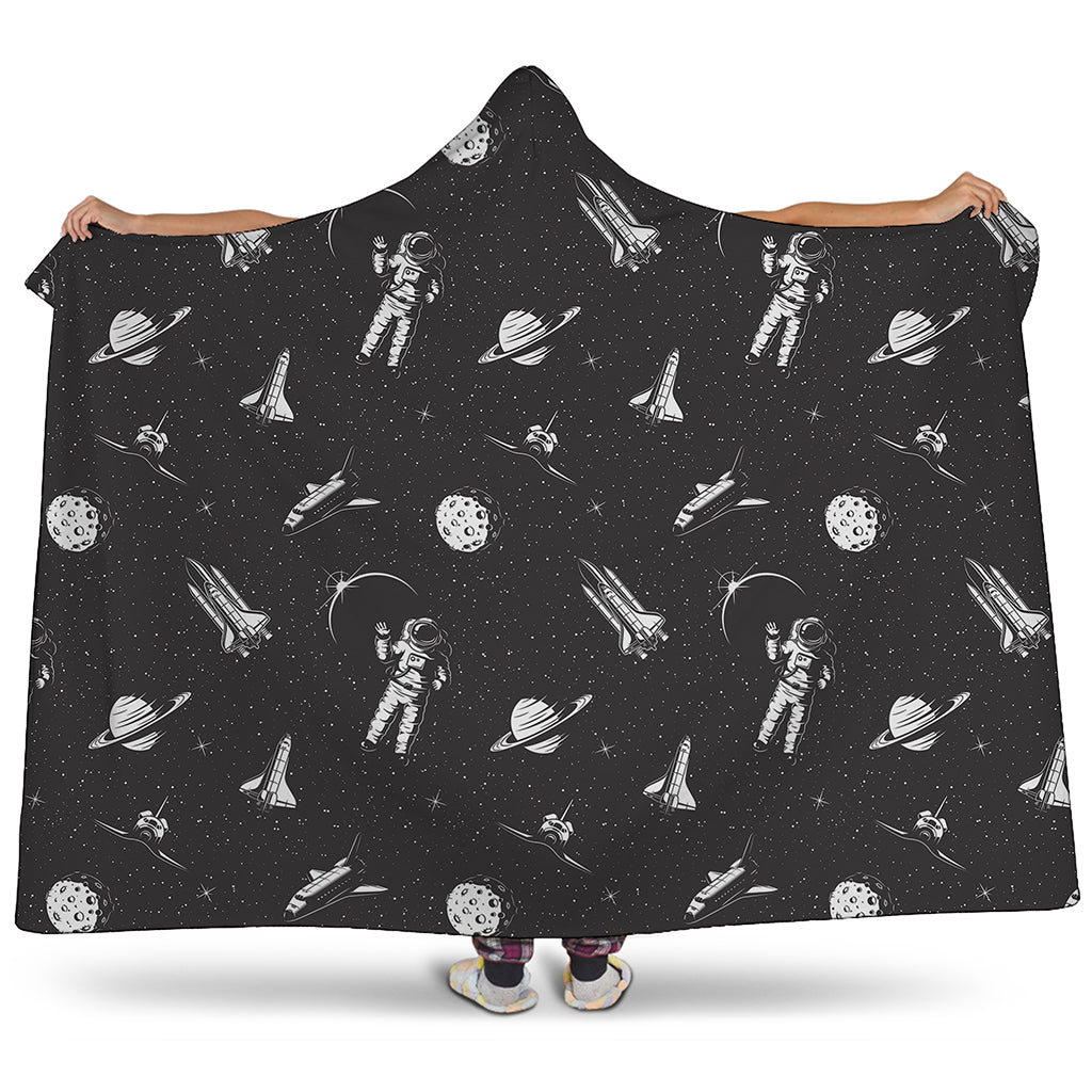 Astronaut In Space Pattern Print Hooded Blanket