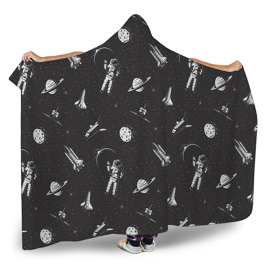 Astronaut In Space Pattern Print Hooded Blanket