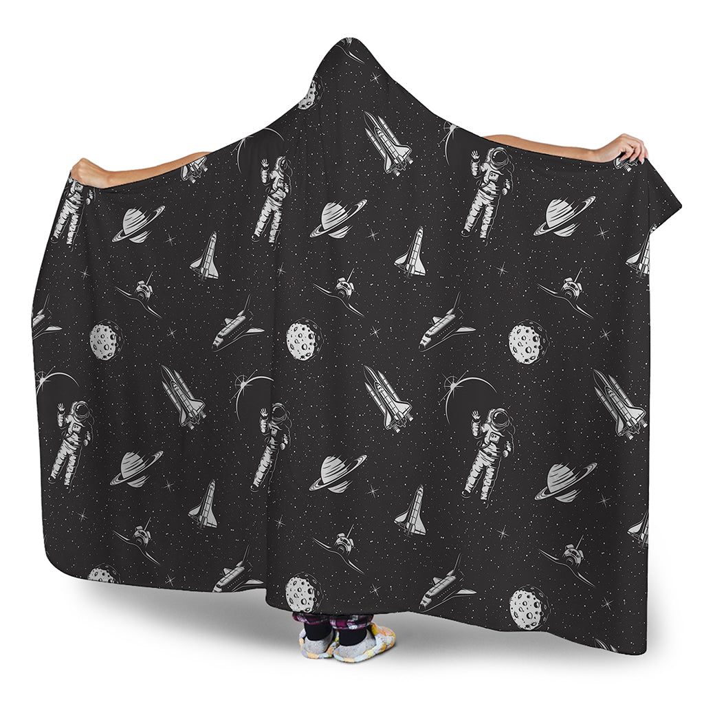 Astronaut In Space Pattern Print Hooded Blanket