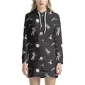 Astronaut In Space Pattern Print Pullover Hoodie Dress