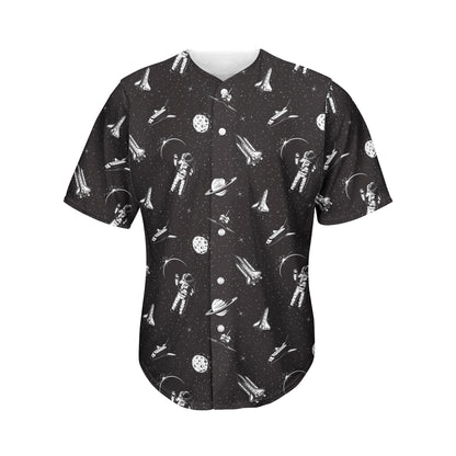 Astronaut In Space Pattern Print Men's Baseball Jersey