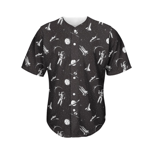 Astronaut In Space Pattern Print Men's Baseball Jersey