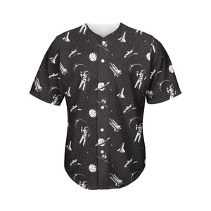 Astronaut In Space Pattern Print Men's Baseball Jersey