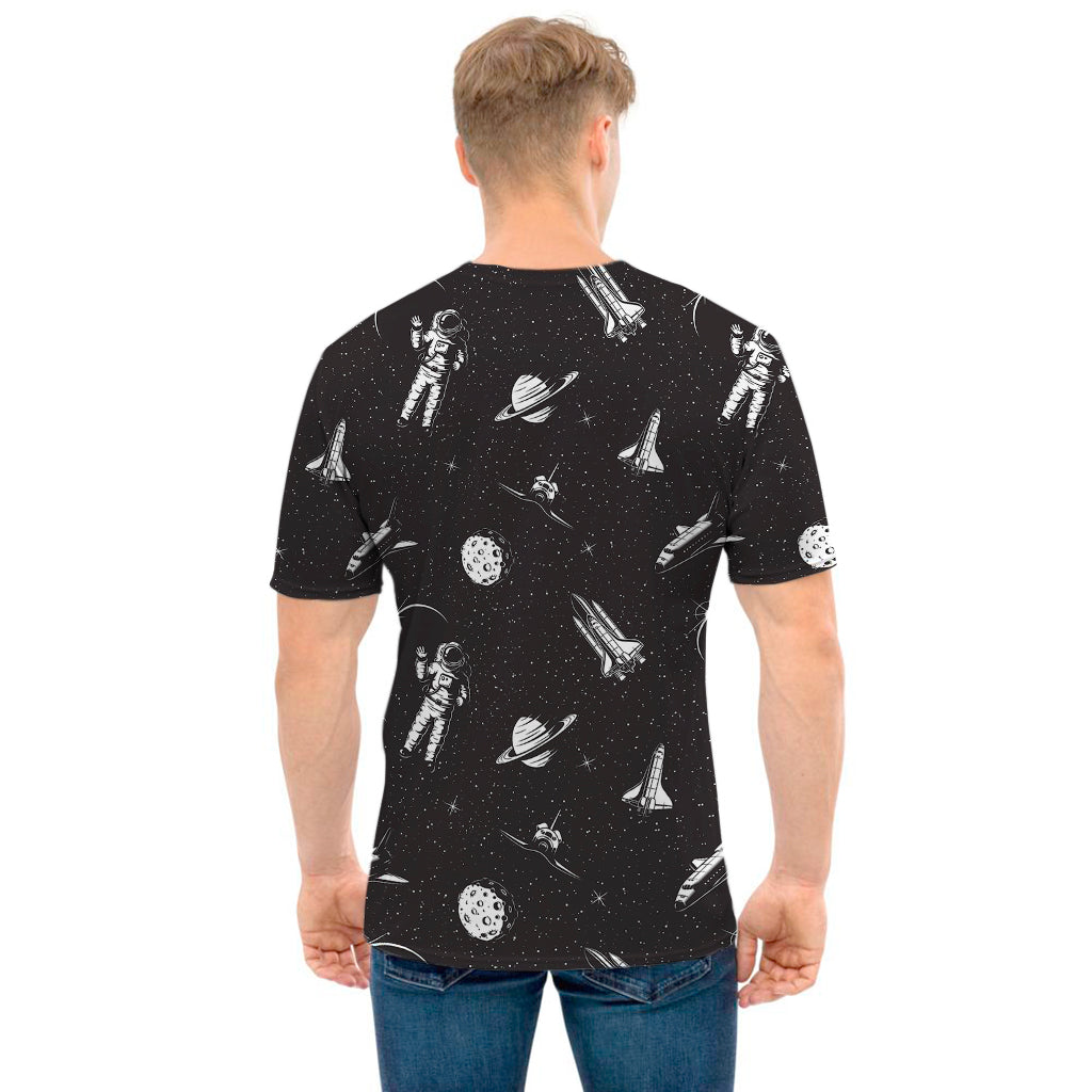 Astronaut In Space Pattern Print Men's T-Shirt