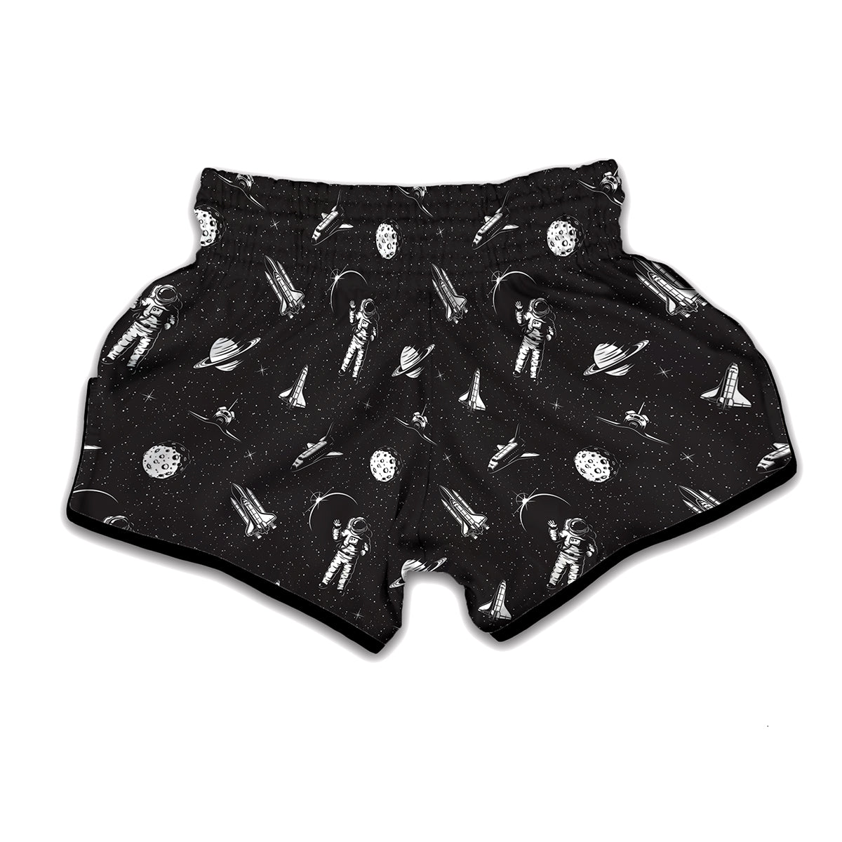 Astronaut In Space Pattern Print Muay Thai Boxing Shorts