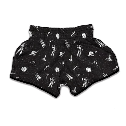 Astronaut In Space Pattern Print Muay Thai Boxing Shorts