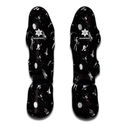 Astronaut In Space Pattern Print Muay Thai Shin Guard