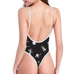 Astronaut In Space Pattern Print One Piece High Cut Swimsuit