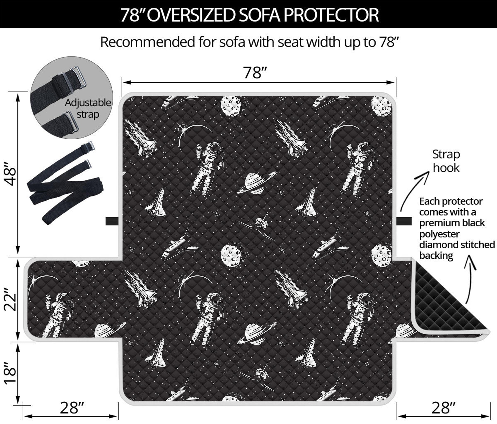 Astronaut In Space Pattern Print Oversized Sofa Protector