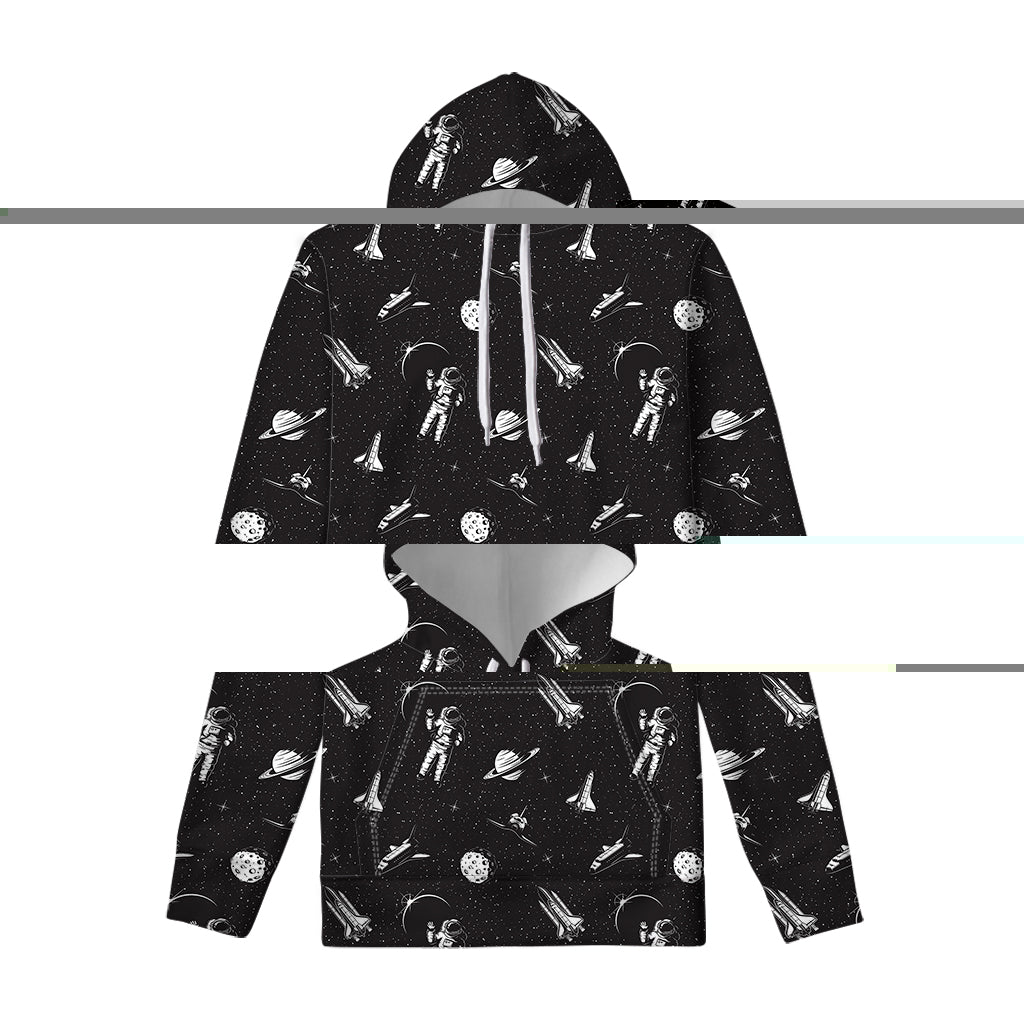 Astronaut In Space Pattern Print Pullover Hoodie