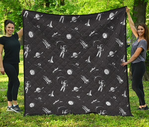 Astronaut In Space Pattern Print Quilt