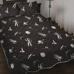 Astronaut In Space Pattern Print Quilt Bed Set