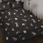 Astronaut In Space Pattern Print Quilt Bed Set